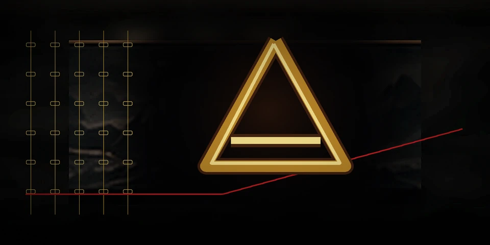 A metallic gold Delta symbol over an options-chain field and defined-risk payoff structure.